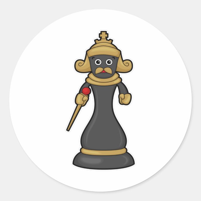 Chess piece King at Chess with Staff Classic Round Sticker (Front)