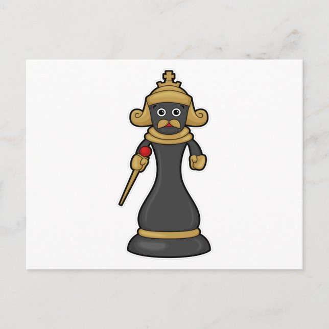 Chess piece King at Chess with Staff Postcard (Front)