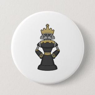 Chess piece King Crown Chess 3 Inch Round Button
