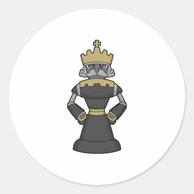 Chess piece King Crown Chess Classic Round Sticker (Front)