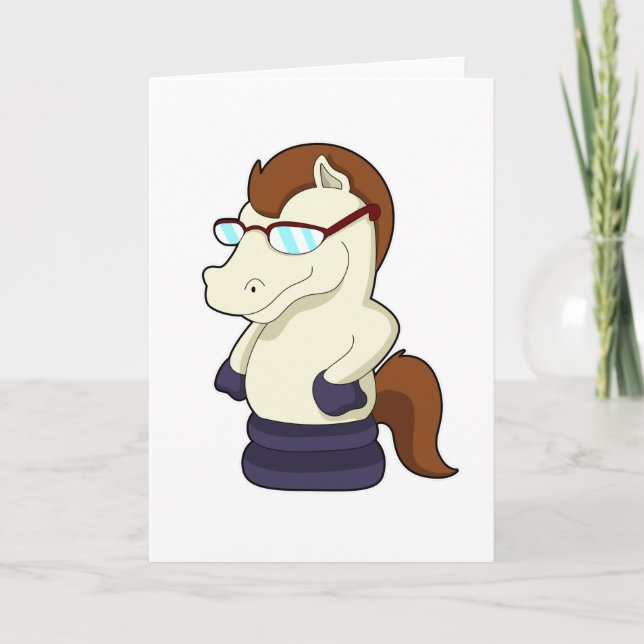 Chess piece Knight as Horse with Sunglasses Card (Front)
