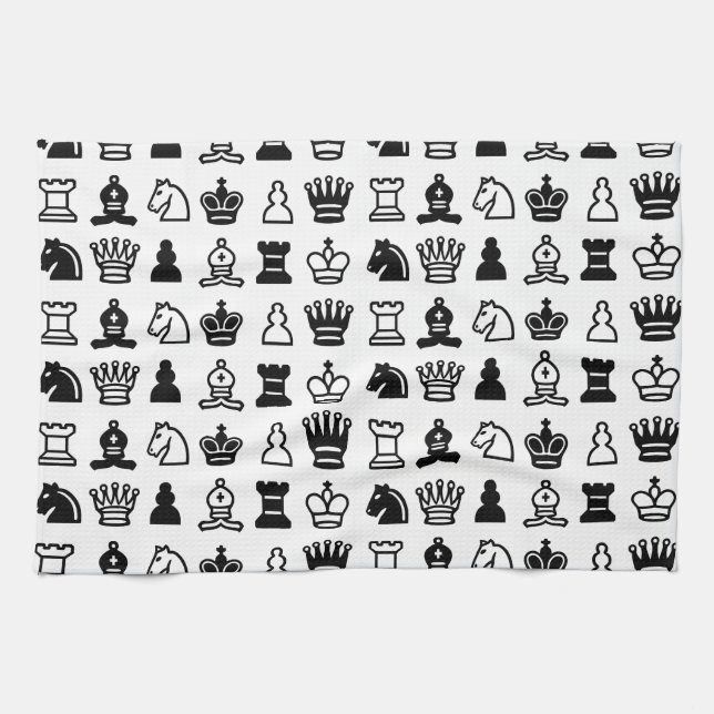 Chess Piece Pattern Kitchen Towel (Horizontal)