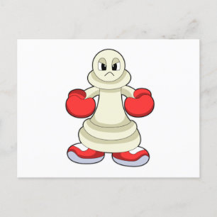 Chess piece Pawn as Boxer with Boxing gloves Postcard