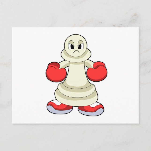 Chess piece Pawn as Boxer with Boxing gloves Postcard (Front)