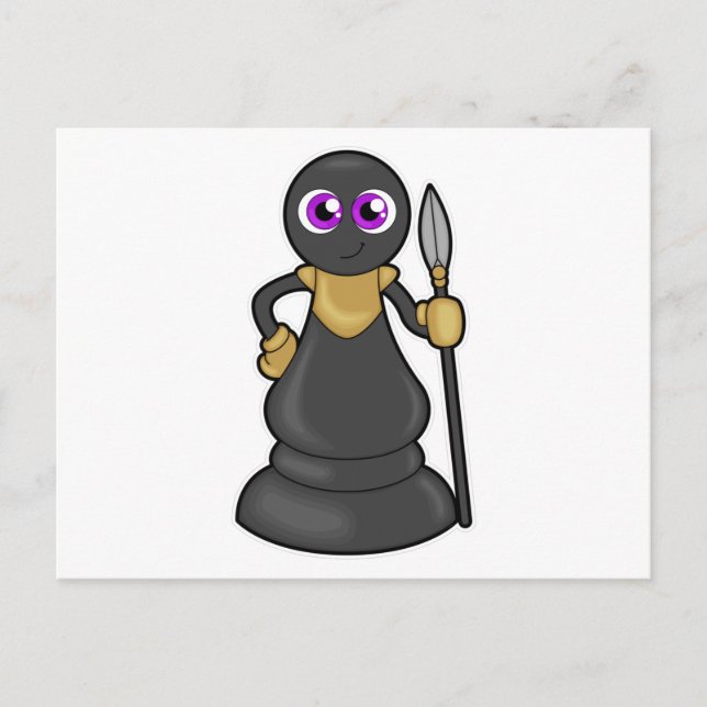 Chess piece Pawn at Chess with Spear Postcard (Front)