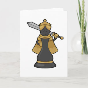 Chess piece Queen at Chess with Sword Card