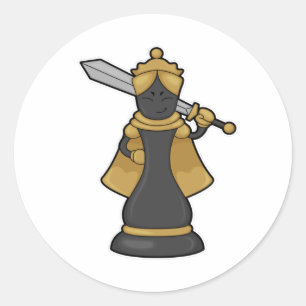 Chess piece Queen at Chess with Sword Classic Round Sticker