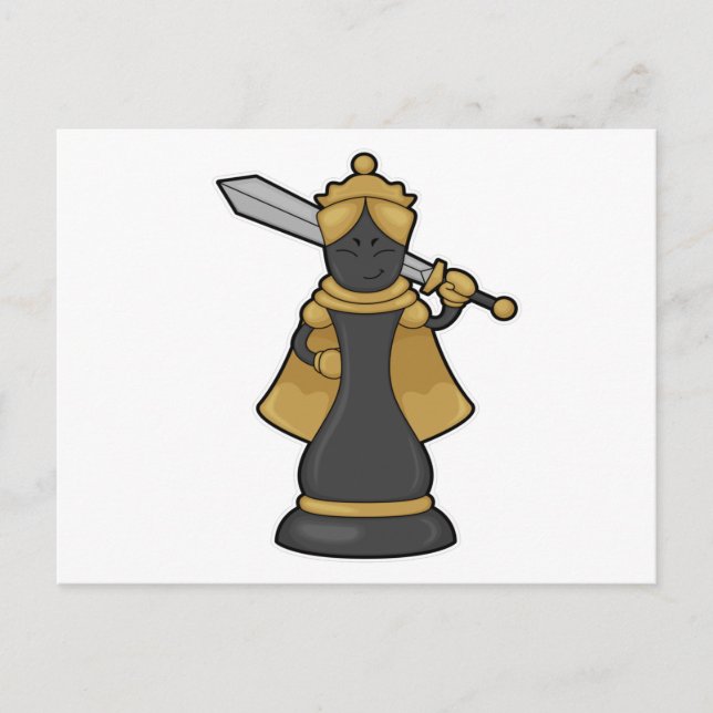 Chess piece Queen at Chess with Sword Postcard (Front)