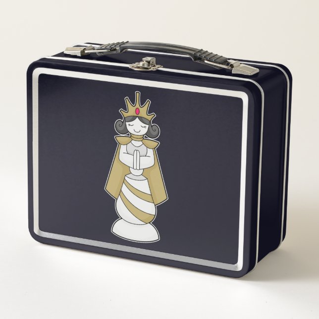 Chess piece Queen Crown Chess Metal Lunch Box (Front)