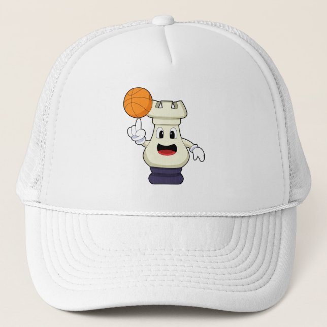 Chess piece Rook at Basketball Sports Trucker Hat (Front)