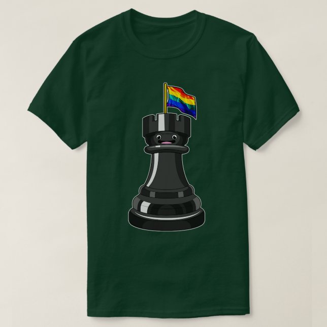 Chess Piece Rook Rainbow Chess  T-Shirt (Design Front)