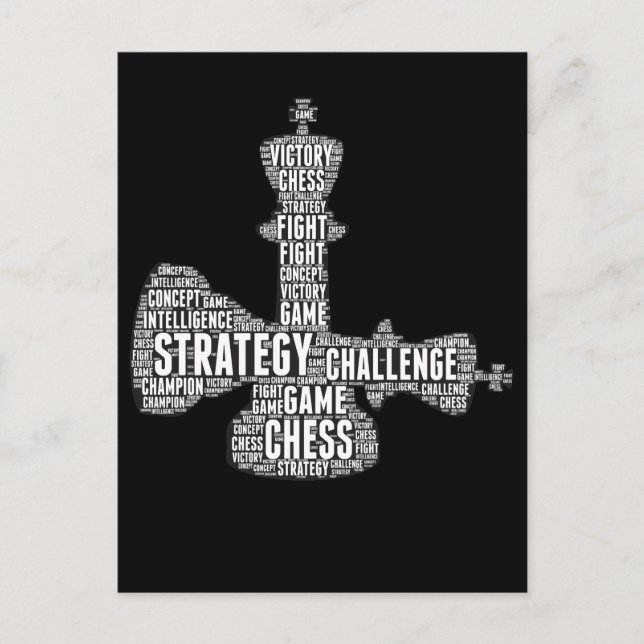 Chess Piece Words Strategy Challenge Board game Postcard (Front)