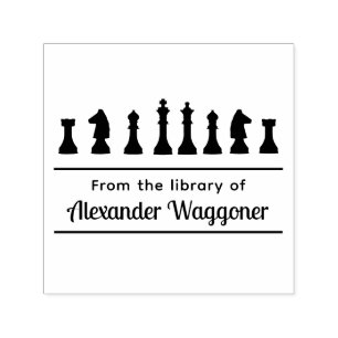 Chess Pieces #1 “From the library of” Name Self-inking Stamp