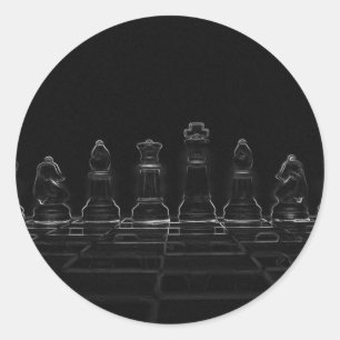 Chess pieces classic round sticker