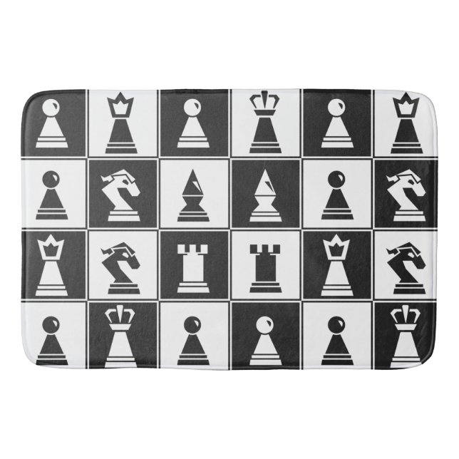 Chess Pieces Design Bath Mat (Front)
