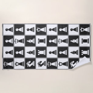 Chess Pieces Design Beach Towel