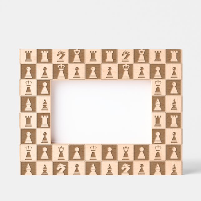 Chess Pieces Etched Picture Frame  (Front)
