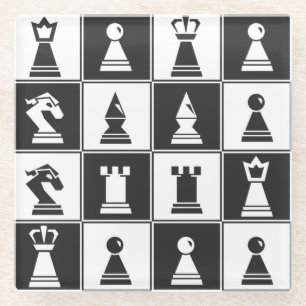 Chess Pieces Glass Coaster