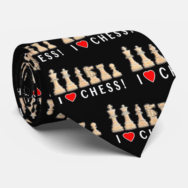 Chess Pieces: I Love Chess! Tie (Rolled)