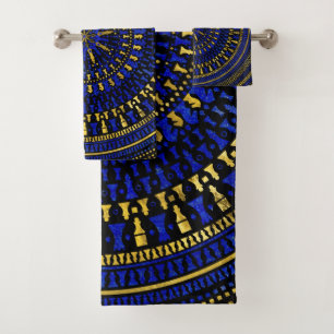 Chess Pieces Mandala - Lapis Lazuli and Gold Bath Towel Set