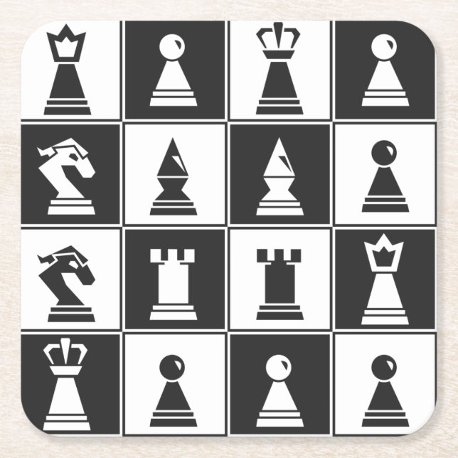 Chess Pieces Paper Coaster (Front)