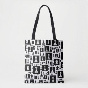 Chess Pieces Pattern - Black and white Tote Bag
