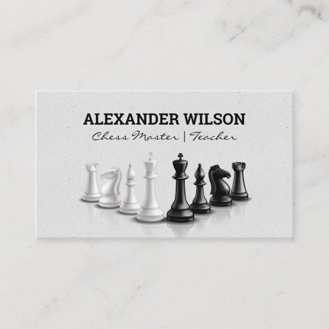 Chess Pieces Reflected Business Card (Front)