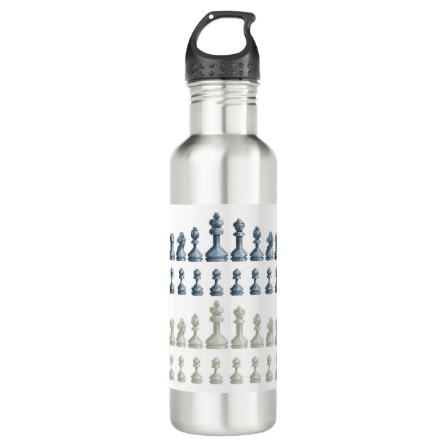 Chess Pieces Set 8 Bit Pixel Video Game Art Icons 710 Ml Water Bottle (Front)