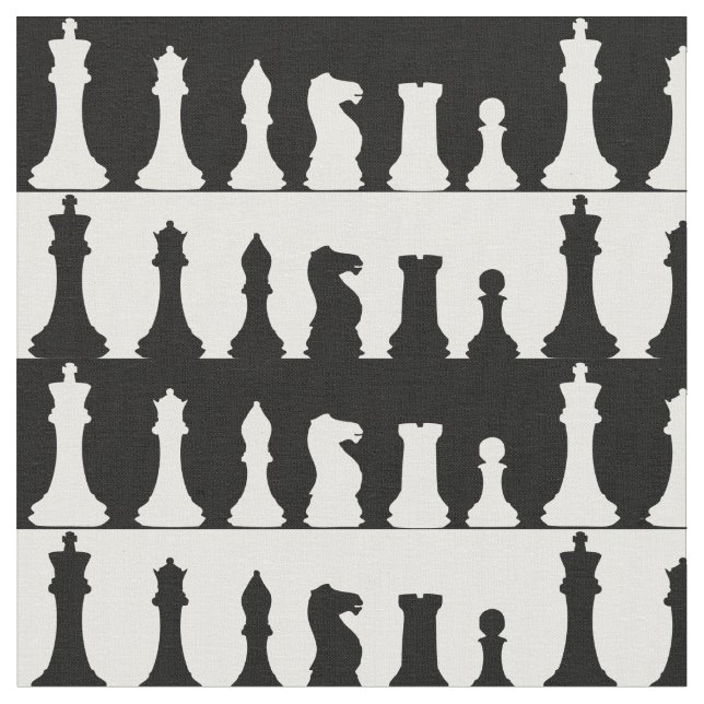 Chess Pieces Silhouette Fabric (Close Up)