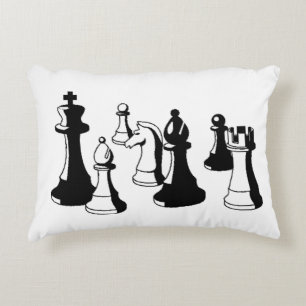 Chess Pieces Vintage Art #2 Accent Pillow