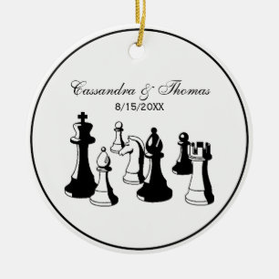 Chess Pieces Vintage Art #2 Ceramic Ornament