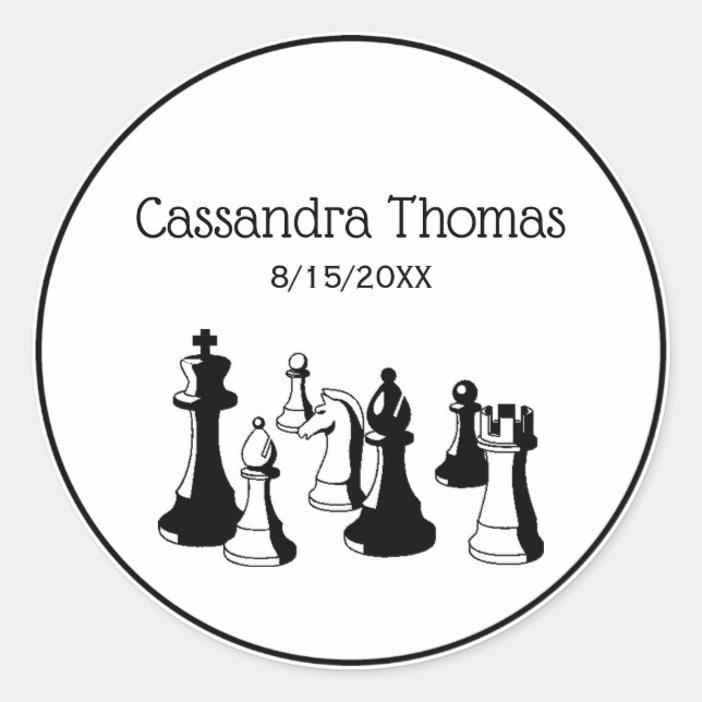 Chess Pieces Vintage Art #2 Classic Round Sticker (Front)