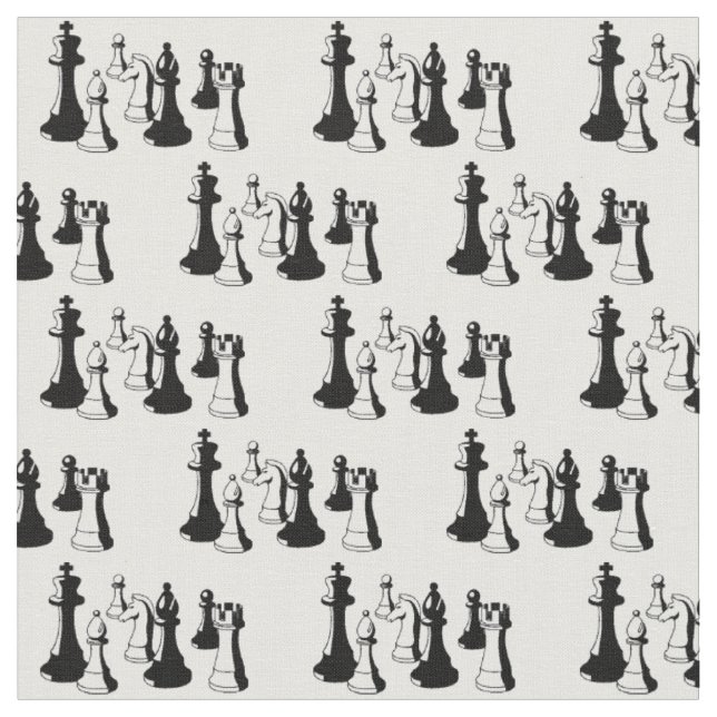 Chess Pieces Vintage Art #2 Fabric (Close Up)