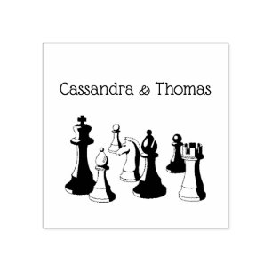 Chess Pieces Vintage Art #2 Rubber Stamp