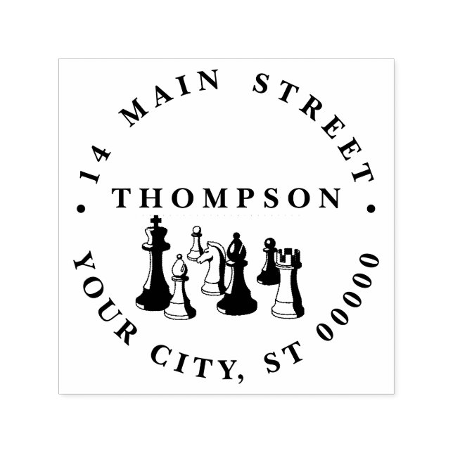 Chess Pieces Vintage Art #2 Self-inking Stamp (Design)