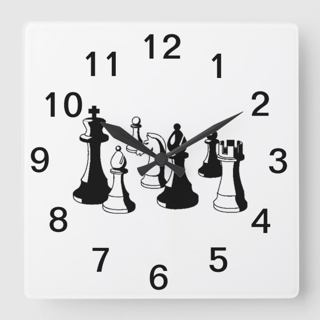 Chess Pieces Vintage Art #2 Square Wall Clock (Front)