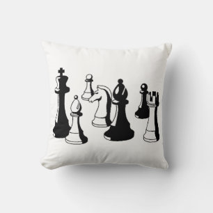 Chess Pieces Vintage Art #2 Throw Pillow