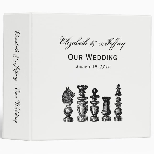 Chess Pieces Vintage Art Binder (Front/Spine)
