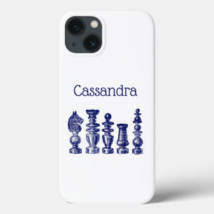 Chess Pieces Vintage Art Blue iPhone 13 Case