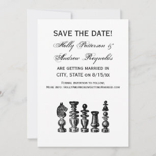 Chess Pieces Vintage Art Invitation