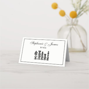 Chess Pieces Vintage Art Place Card