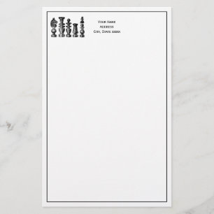 Chess Pieces Vintage Art Stationery