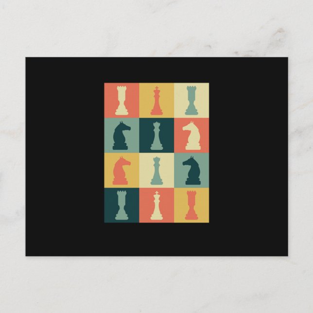 Chess Pieces Vintage Retro Checkmate Board Gift Postcard (Front)