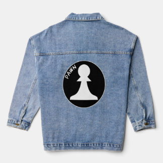 Chess Pieces White Pawn Chess Pawn White Chess Pie Denim Jacket