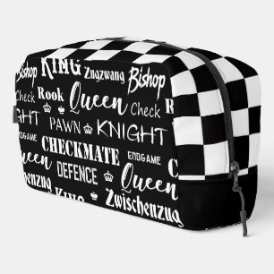 Chess Player Black and White Pattern Dopp Kit