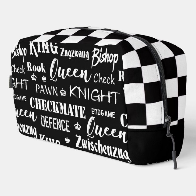 Chess Player Black and White Pattern Dopp Kit (Right Corner)