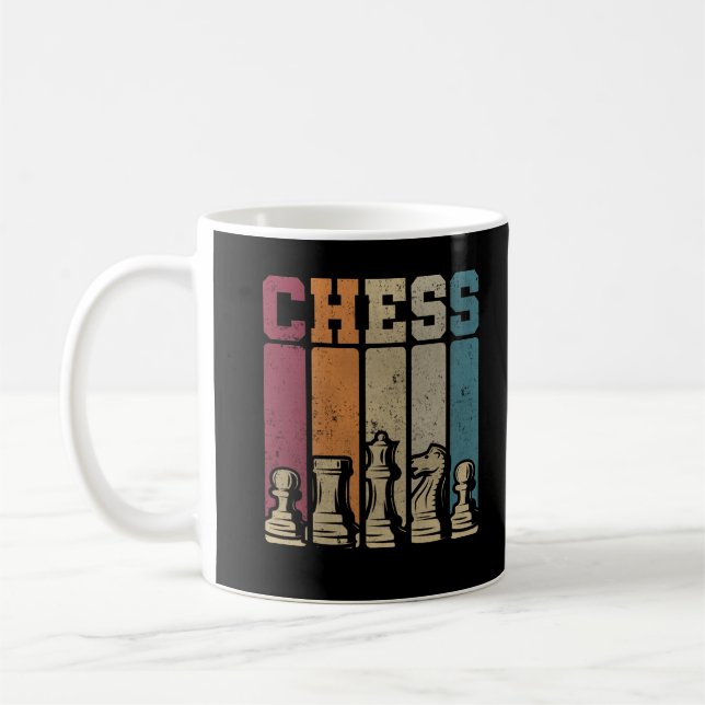 Chess Player Checkmate Vintage Chess Pieces Coffee Mug (Left)