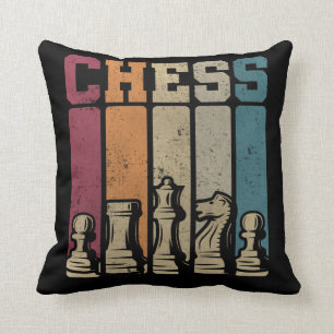 Chess Player Checkmate Vintage Chess Pieces Throw Pillow