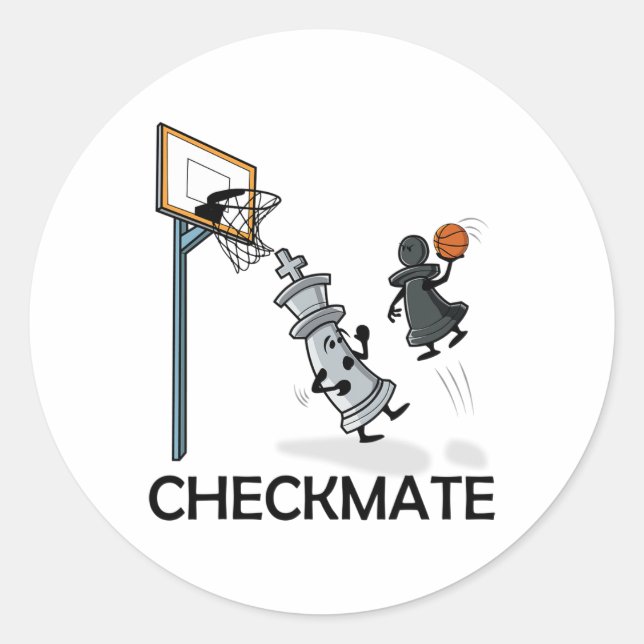 Chess Player Chessboxing And Sketll Lover Checkmat Classic Round Sticker (Front)