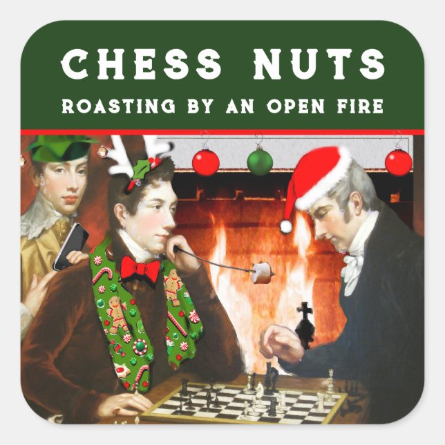 Chess Player Funny Holiday Gift Square Sticker (Front)